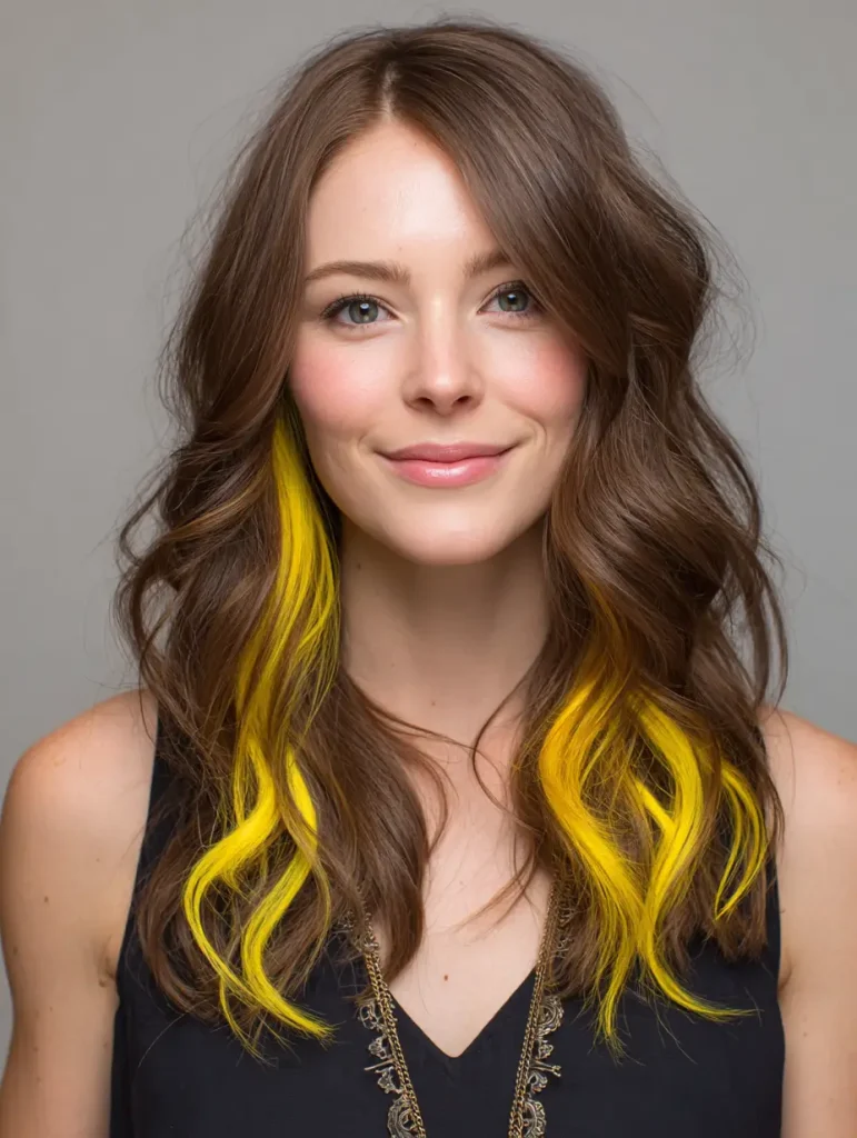Yellow Pop Under Brunette