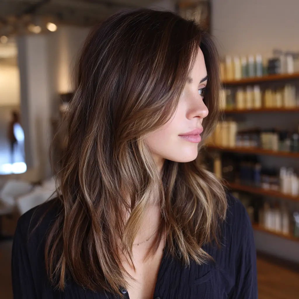 Brunette Balayage Wolf Cut