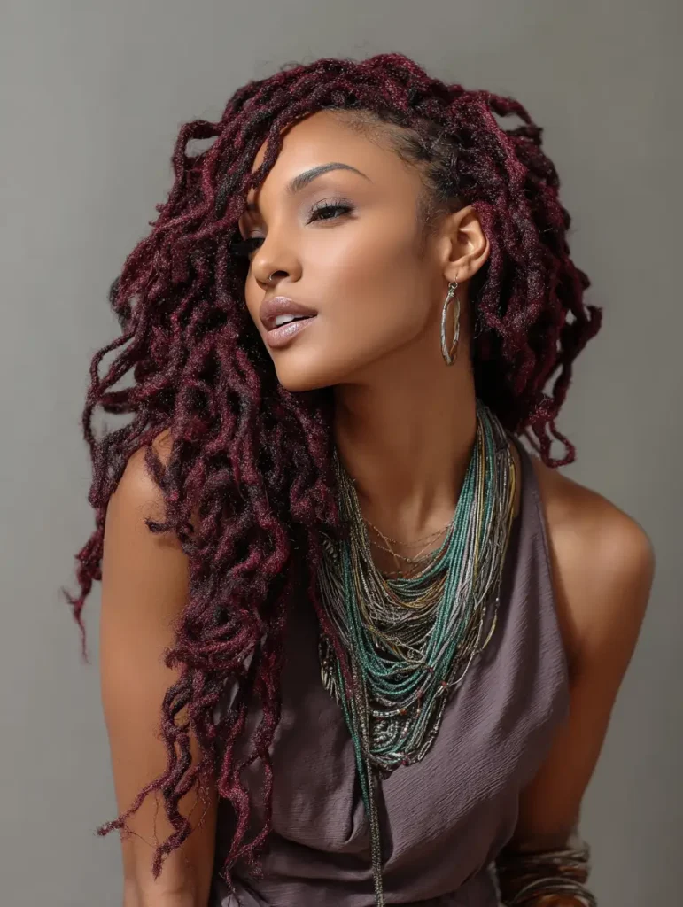 Burgundy Dyed Locs