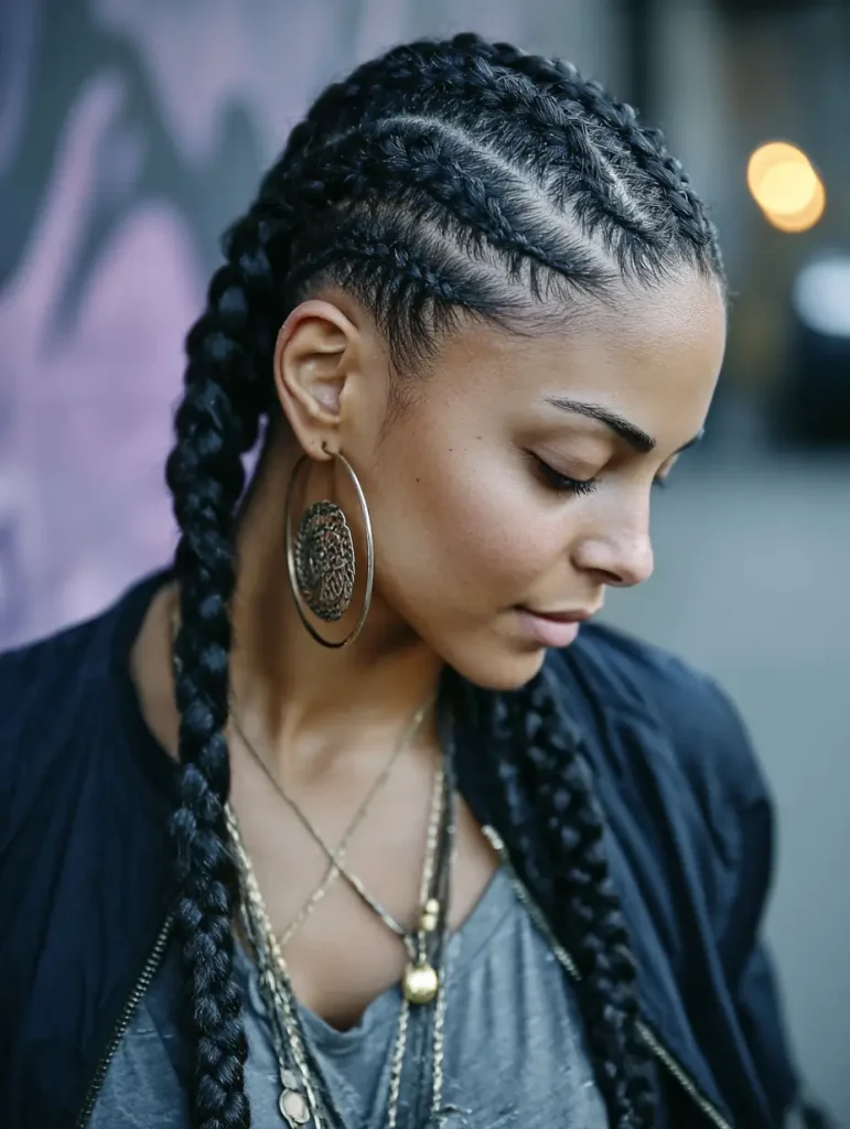 Center-Parted Goddess Cornrows