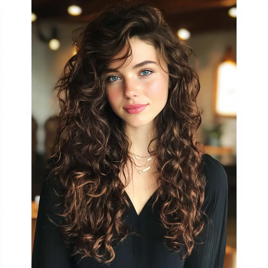 Center-parted curls