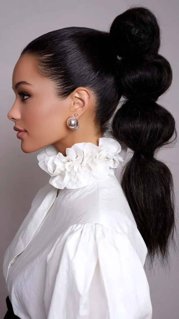  Classic High Bubble Ponytail