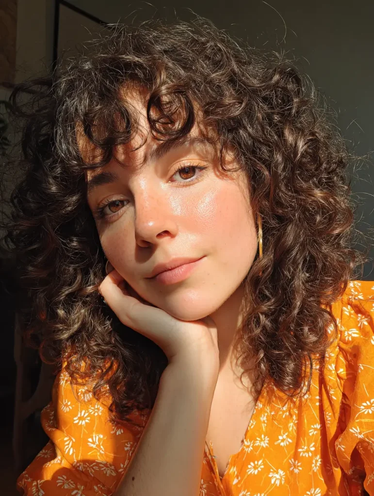 Curly Curtain Bangs