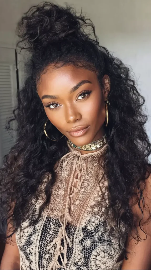 Curly Half-Up Clip-In Style