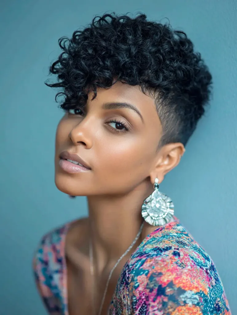Curly Pixie with Fade