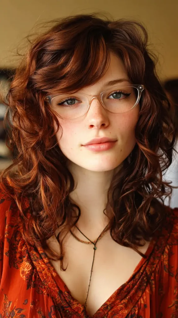  Curly Side-Swept Bangs