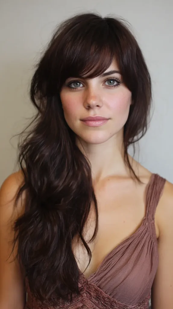  Deep Side Part with Long Bangs