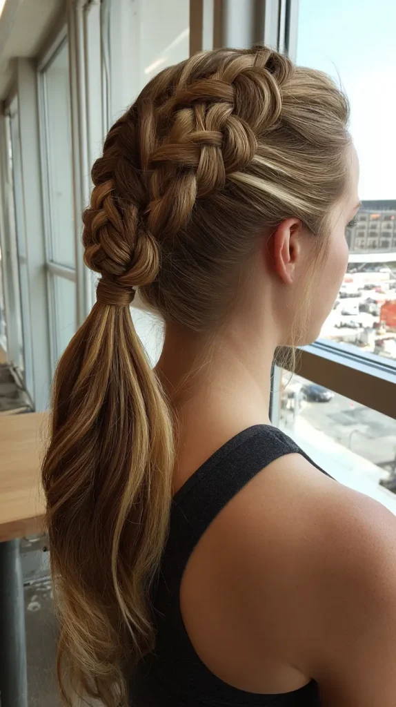 Dutch Braid into Ponytail