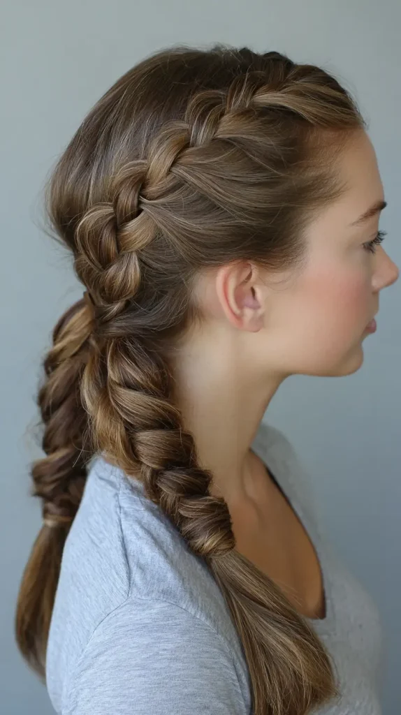  Dutch Braids Into Sleek Low Ponytail