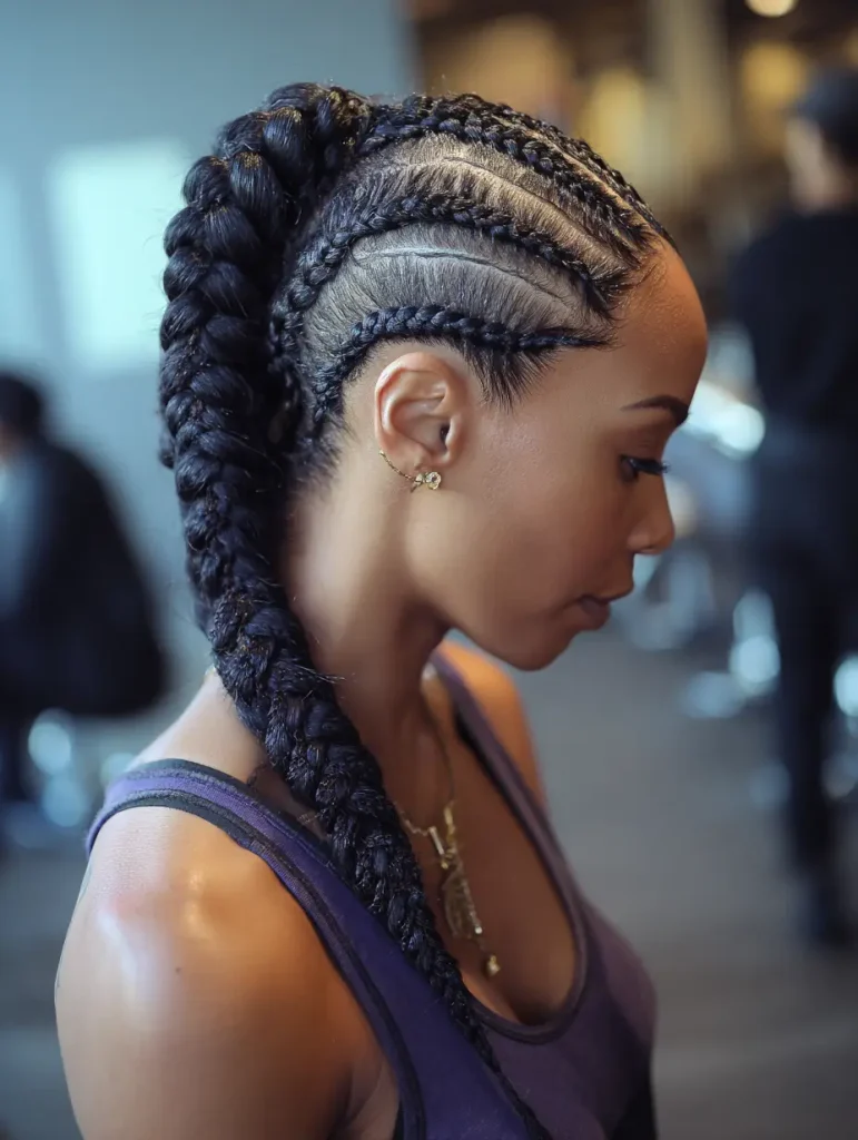 Goddess Cornrows into Ponytail