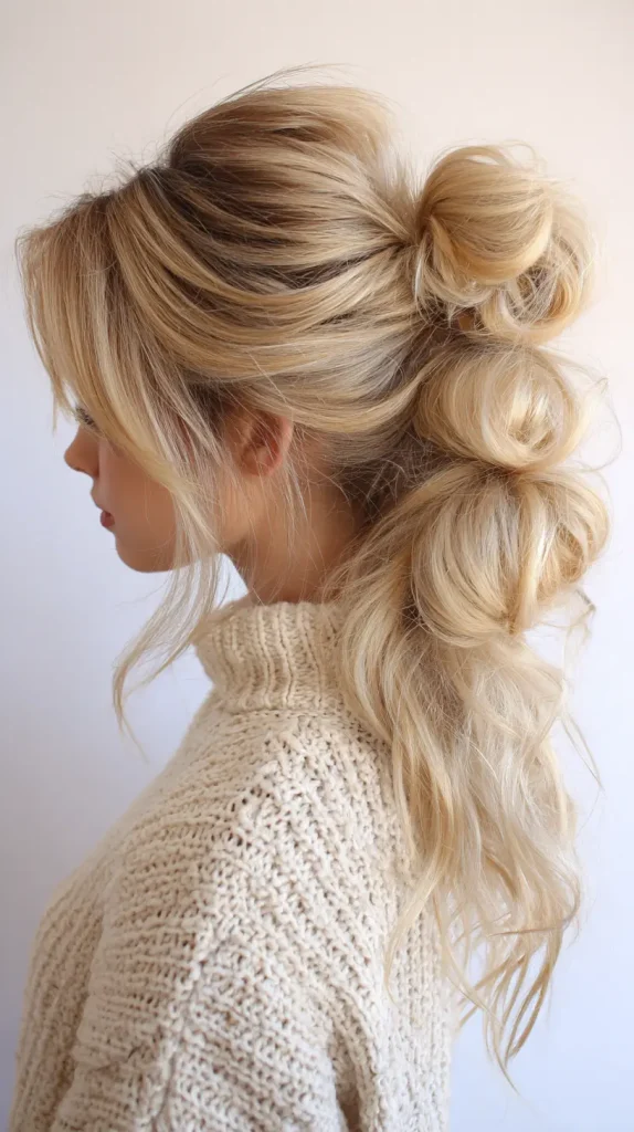 Half-Up Bubble Ponytail