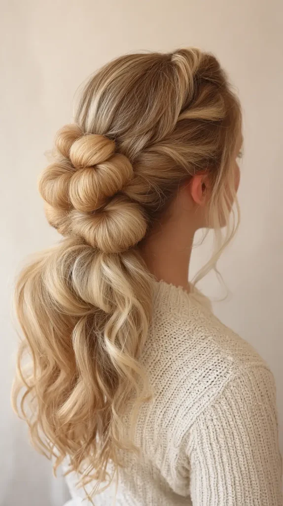Half-Up, Half-Down Bubble Braid