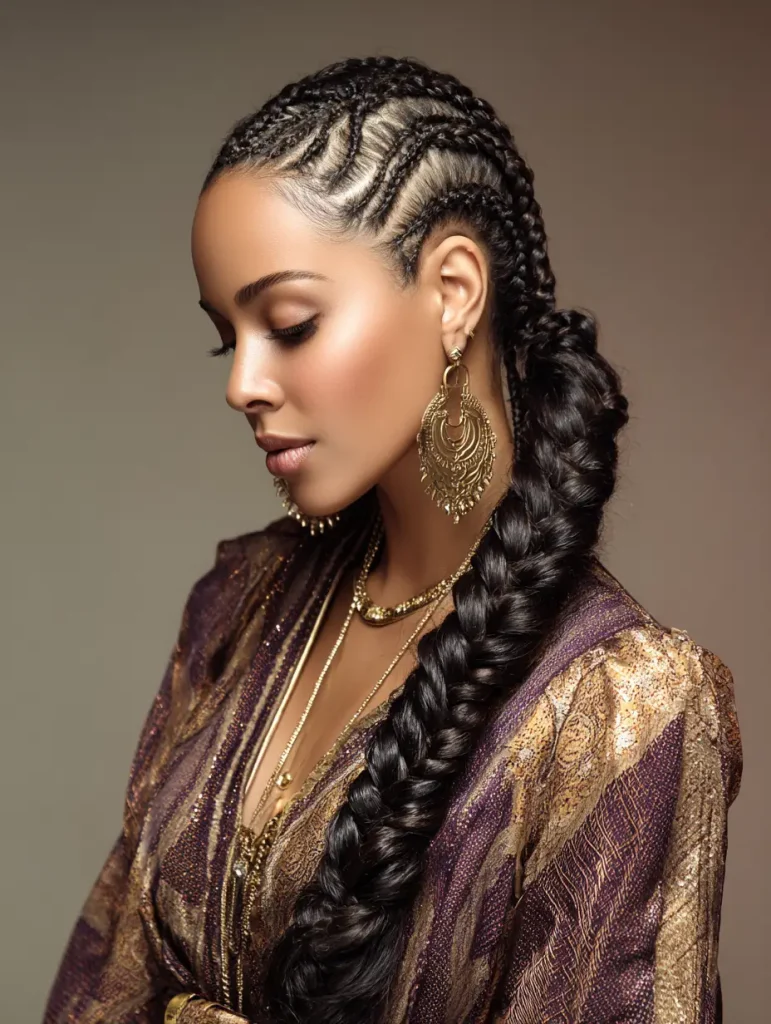 Half-Up Half-Down Goddess Cornrows