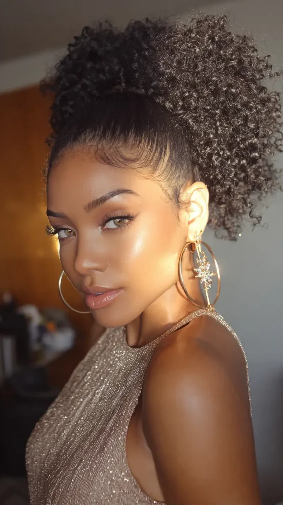 High Afro Puff Ponytail