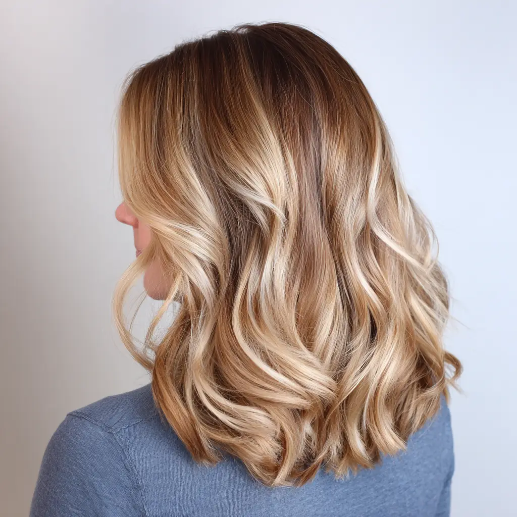 Honey Blonde Balayage Wolf Cut