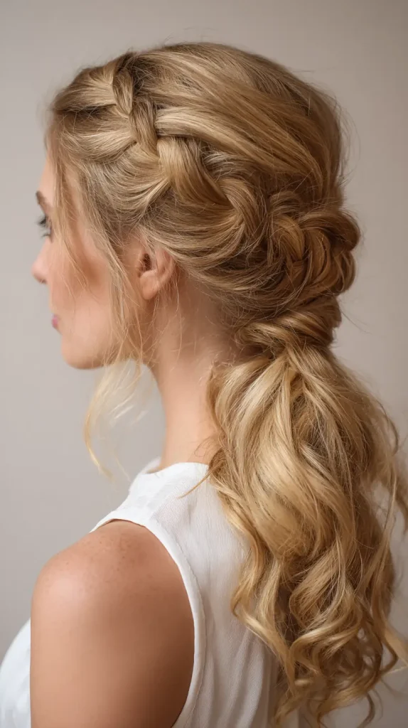  Loose Two Braids Into Curly Ponytail