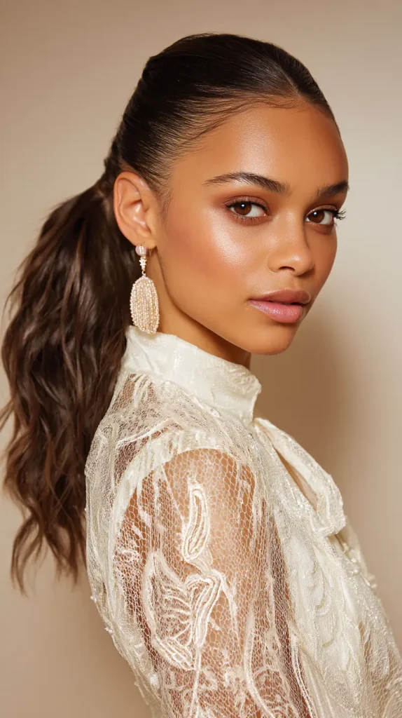 Low Ponytail with a Center Part