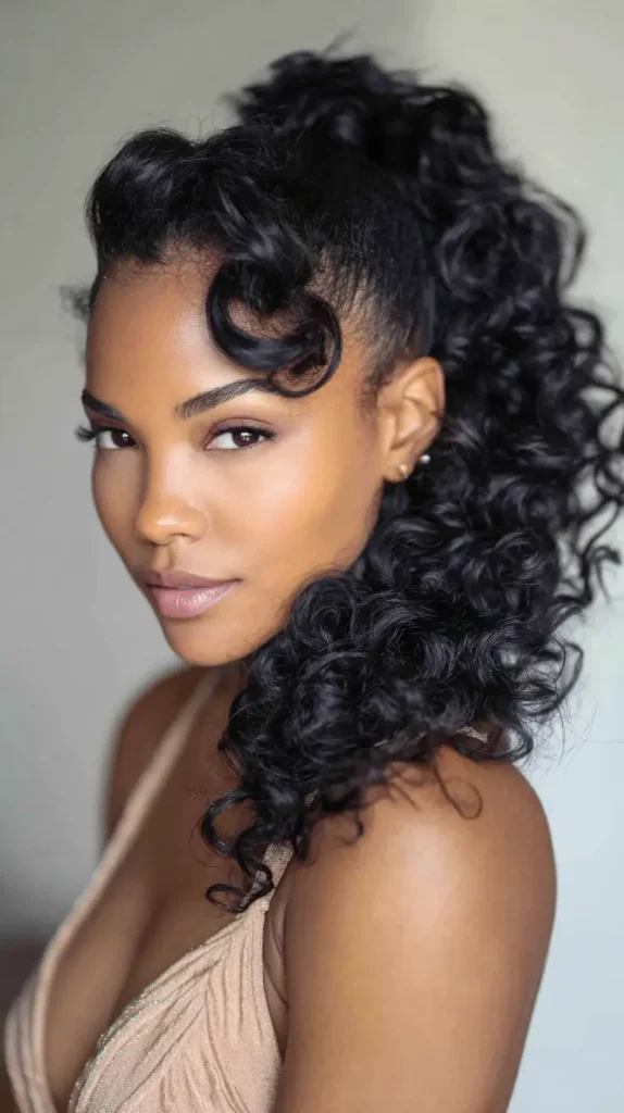  Low Side Ponytail with Curls