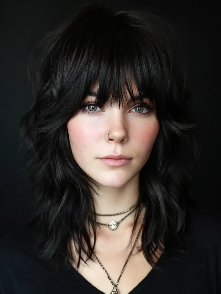 Medium Wolf Cut with Choppy Fringe