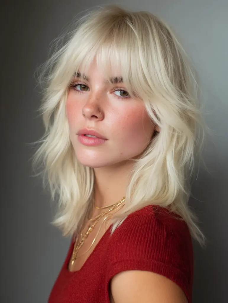 Medium Wolf Cut with Curtain Bangs
