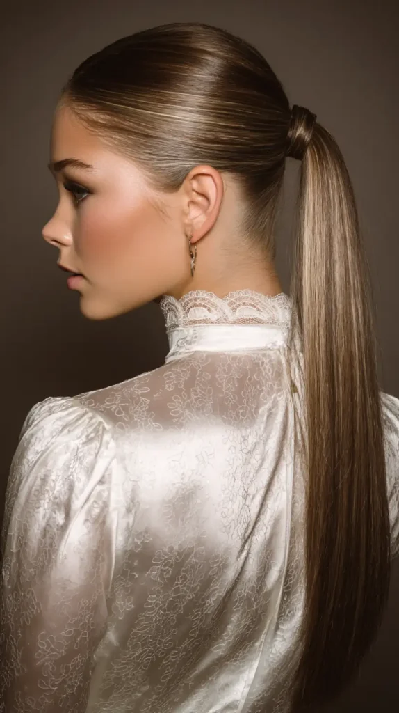 Middle-Part Sleek Ponytail