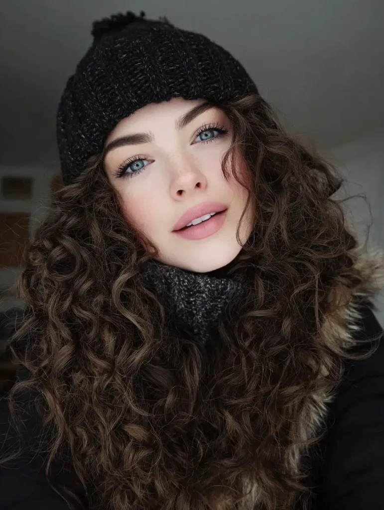 Natural Curls with a Beanie