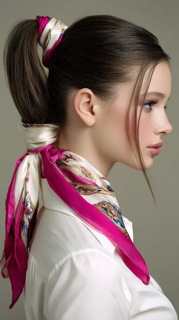 Ponytail with Scarf or Ribbon