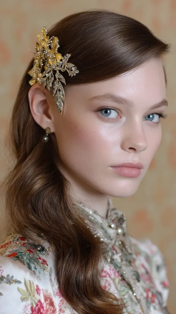 Side Part with Hair Accessories