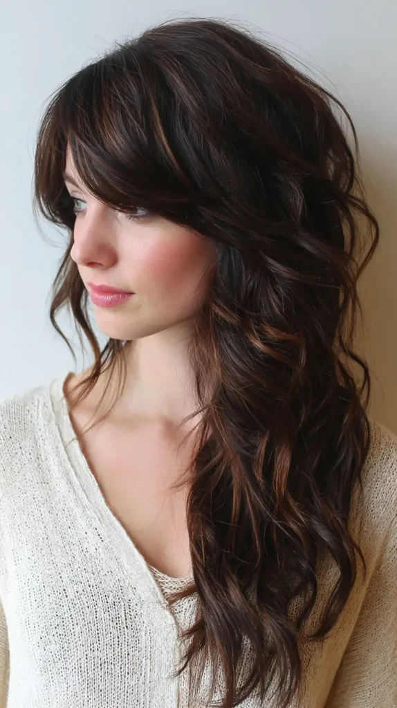 Side-Swept Bangs with Waves