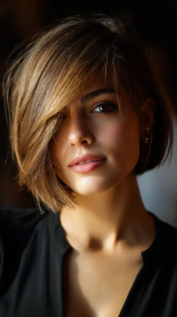  Side-Swept Bangs with a Bob Cut