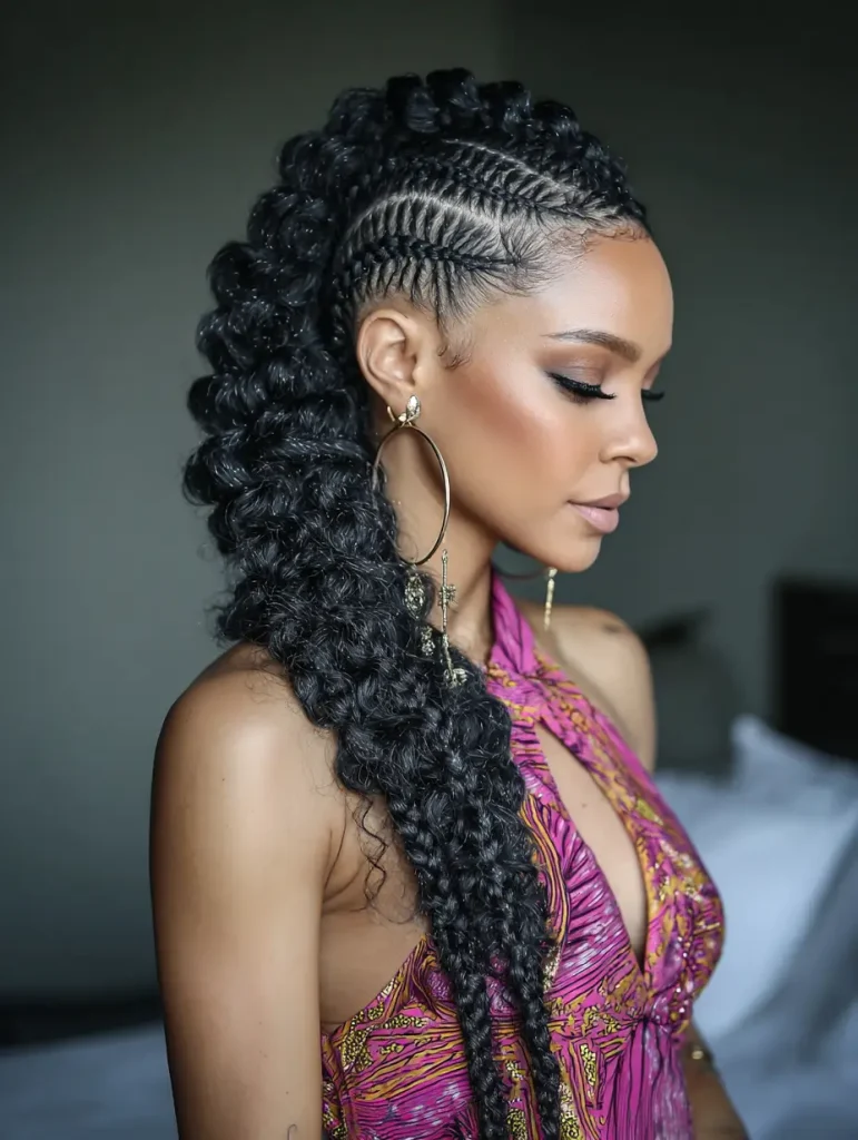 Side-Swept Goddess Cornrows