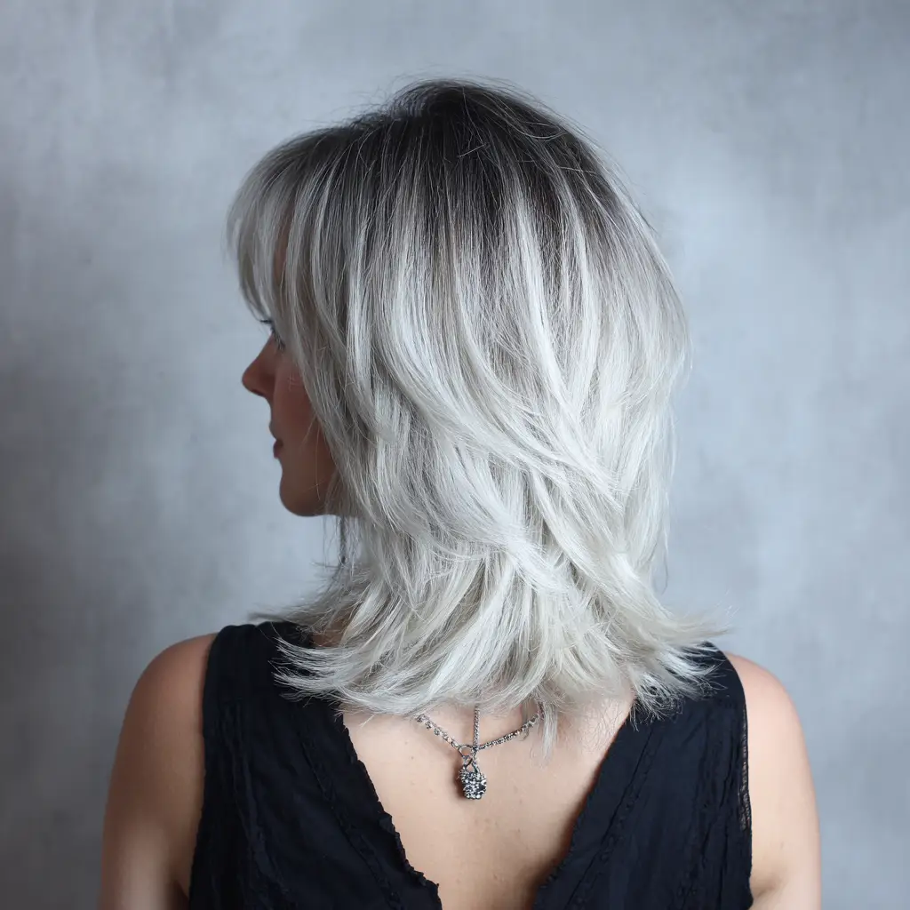 Silver Balayage Wolf Cut