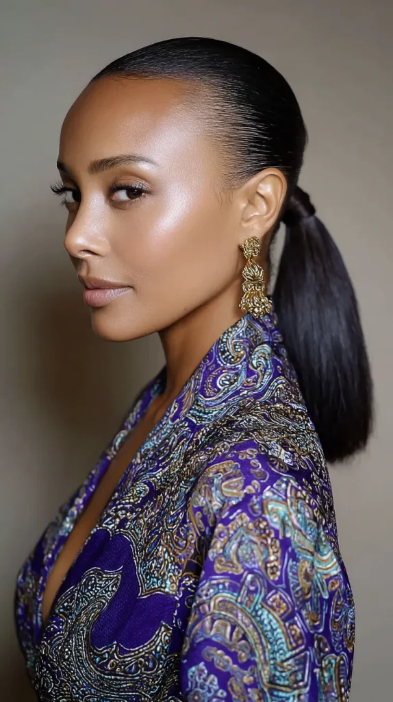  Sleek Low Ponytail with Laid Edges