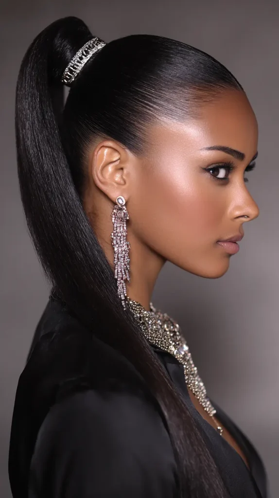  Sleek Ponytail With Accessories