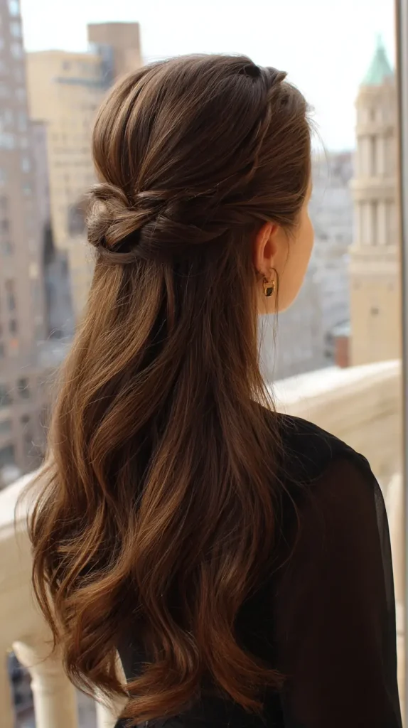 Slicked Half-Up with Hair Wrap