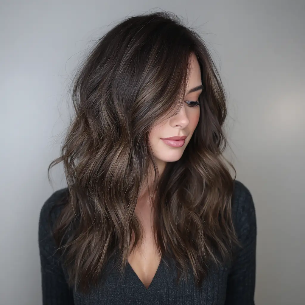 Soft Brown Balayage Wolf Cut