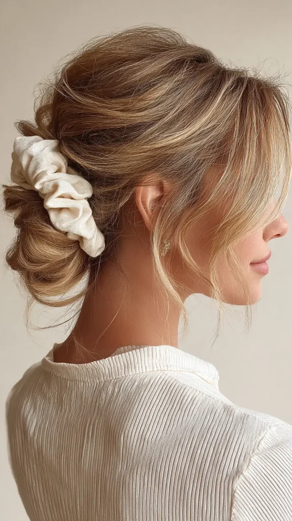 Soft Low Bun With Scrunchie