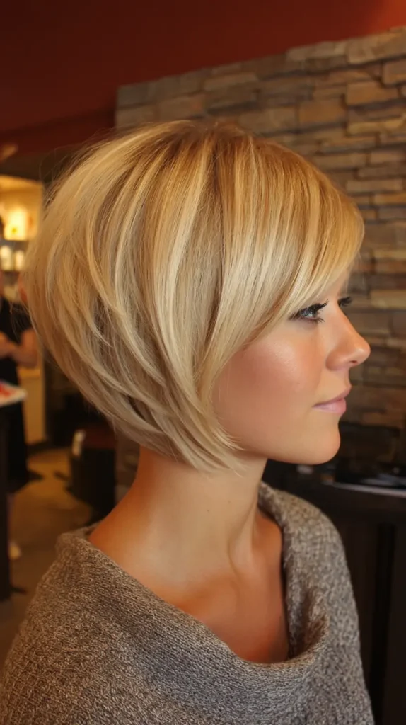 Stacked Bob with Bangs