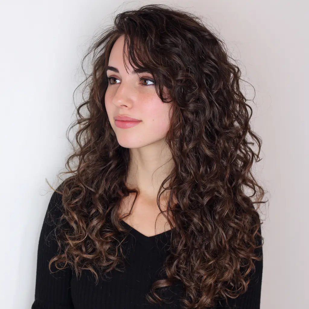 Subtle framing with long curls