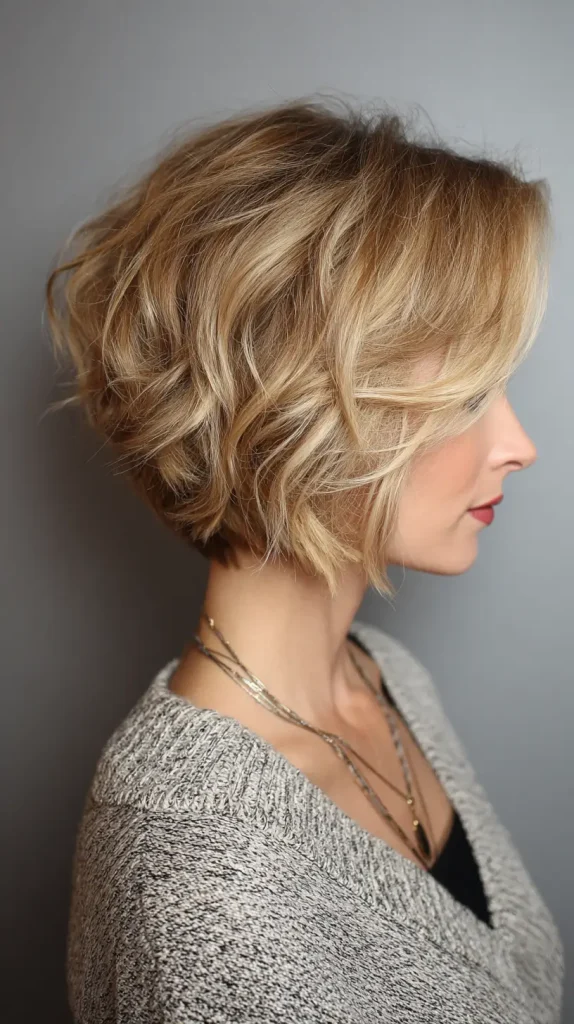 Textured Inverted Bob with Layers for Thick Hair