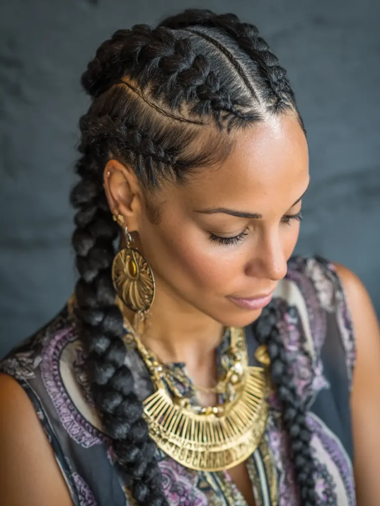 Zigzag Part Goddess Cornrows