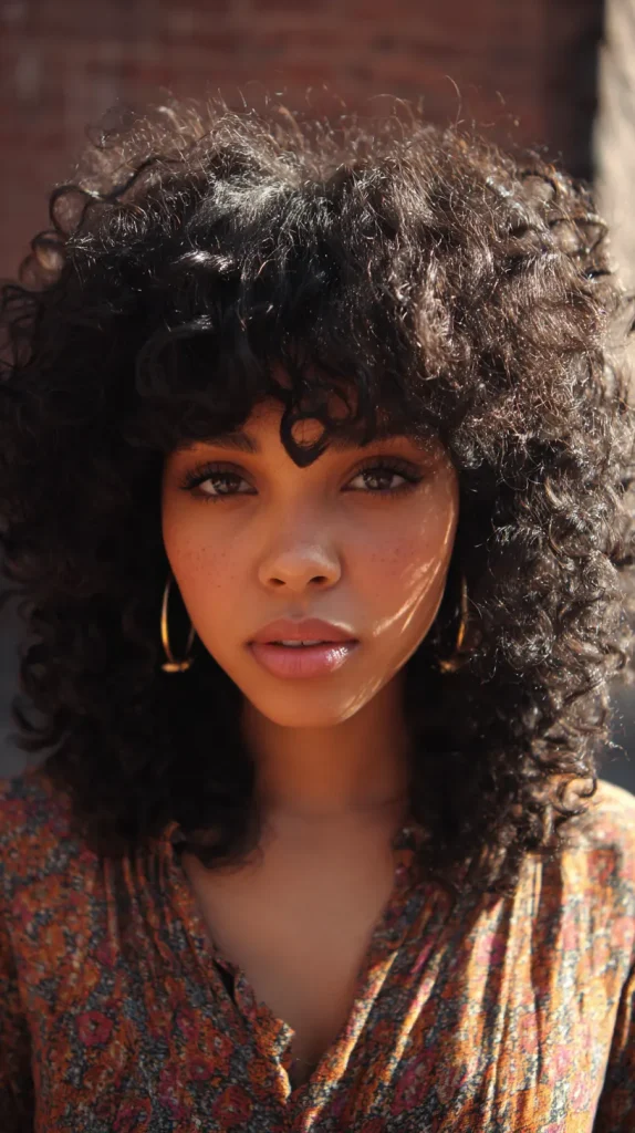 Afro Curls with Straight Bangs