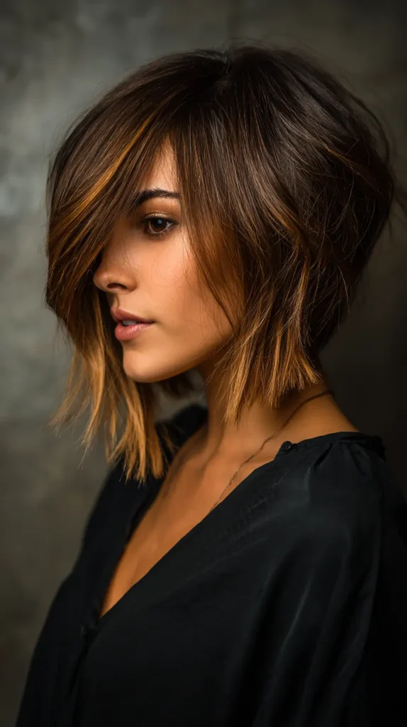 Angled Bob with Long Side Bangs