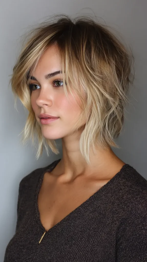 Angled Choppy Layered Bob