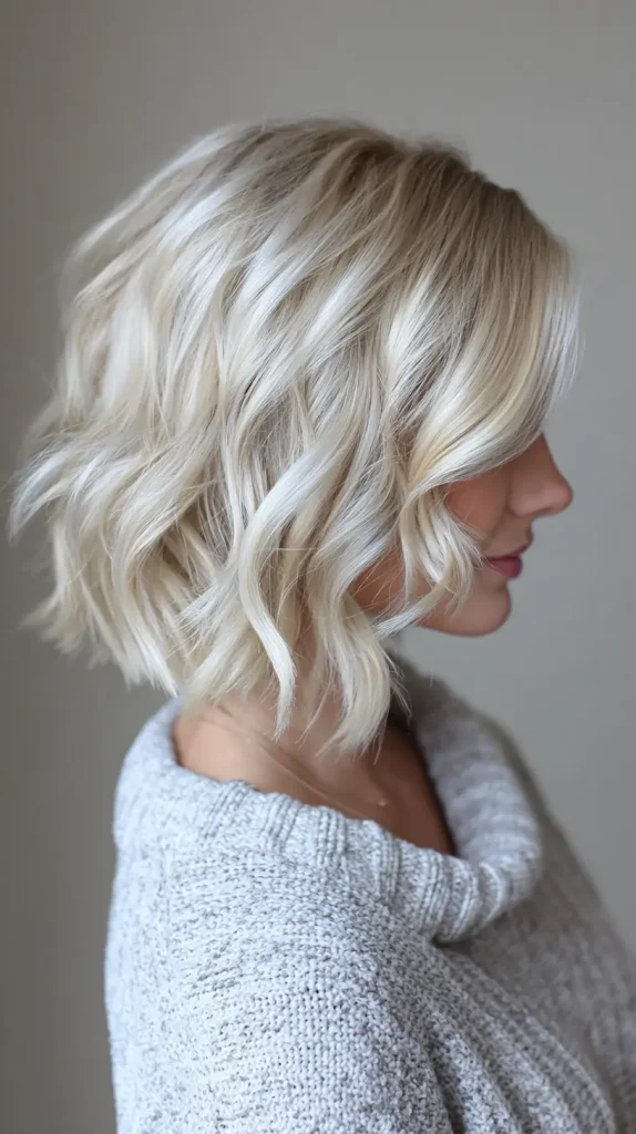 Ash Blonde Choppy Bob with Waves