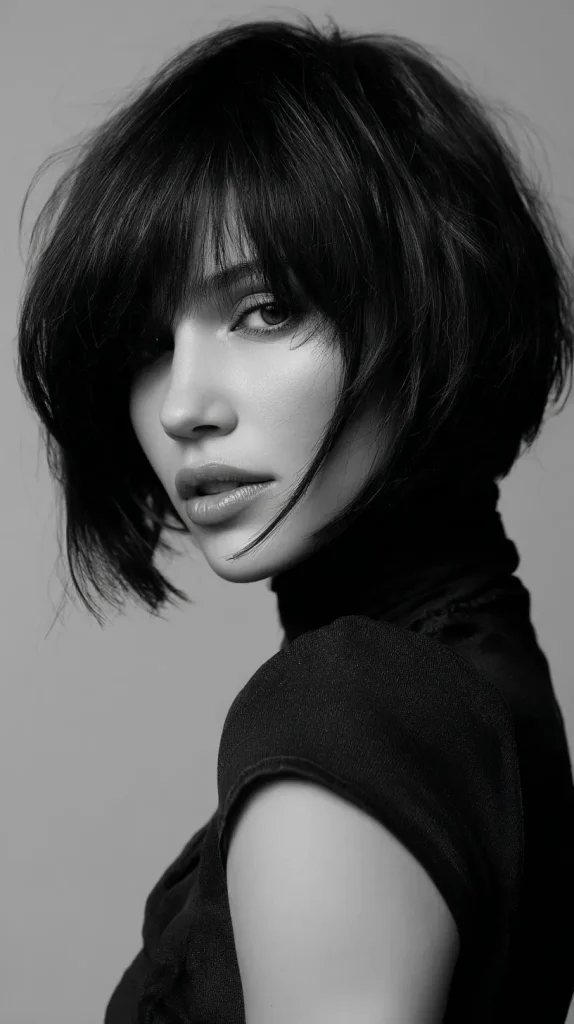 Asymmetrical Bob with Deep Side Bangs