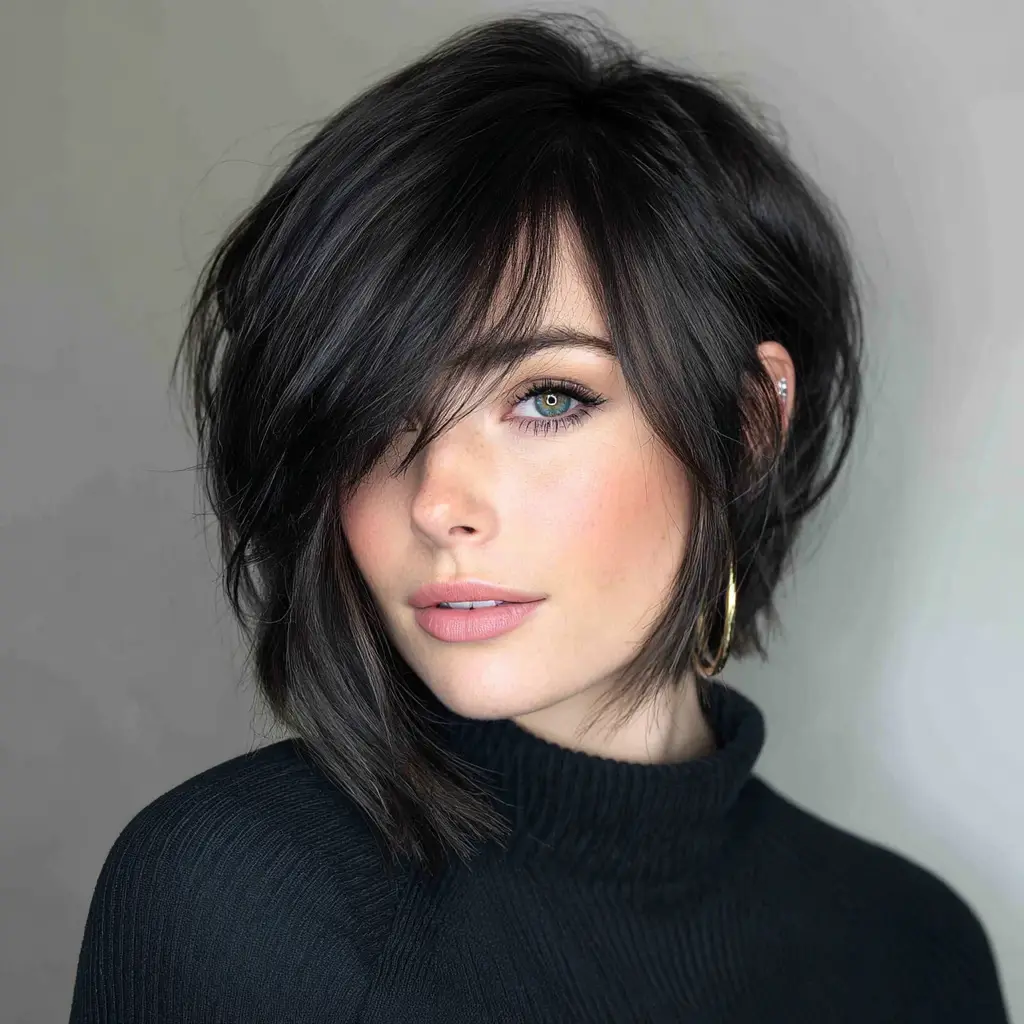 Asymmetrical Bob with Deep Side Bangs