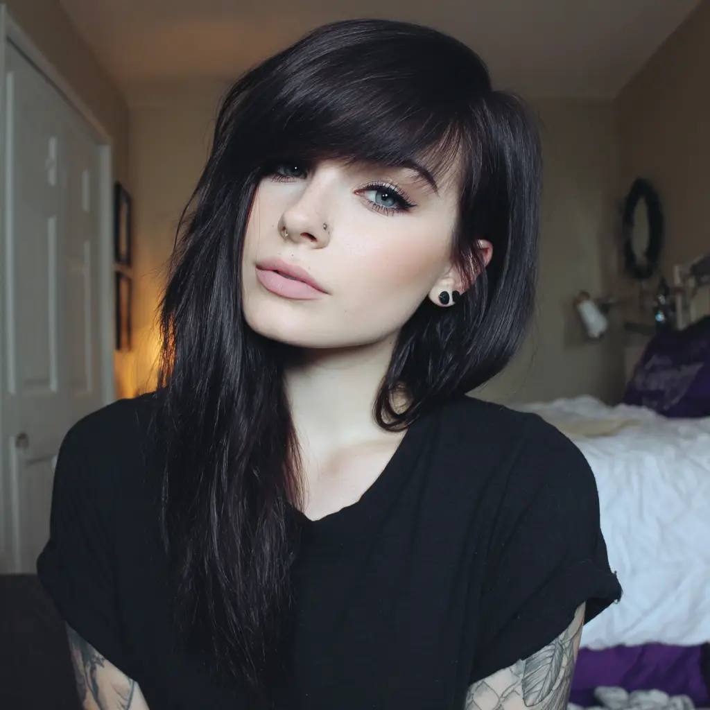 Asymmetrical Side Swept Bangs