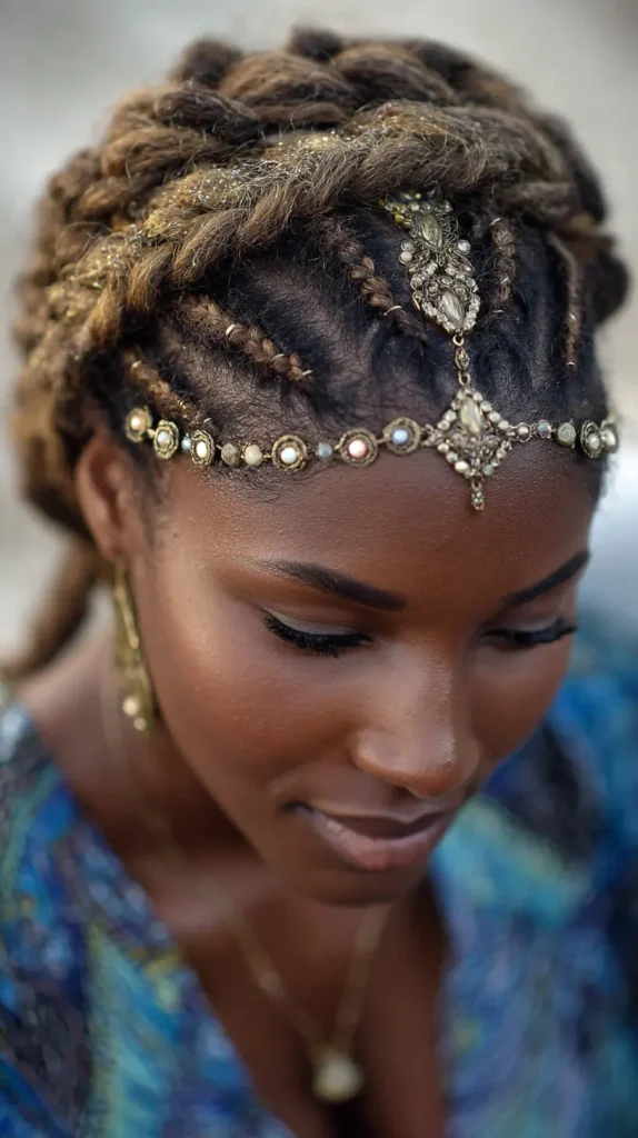Bantu Knots with Beaded Braids
