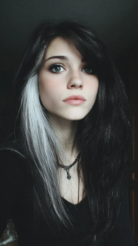 Black Hair with White Underlights